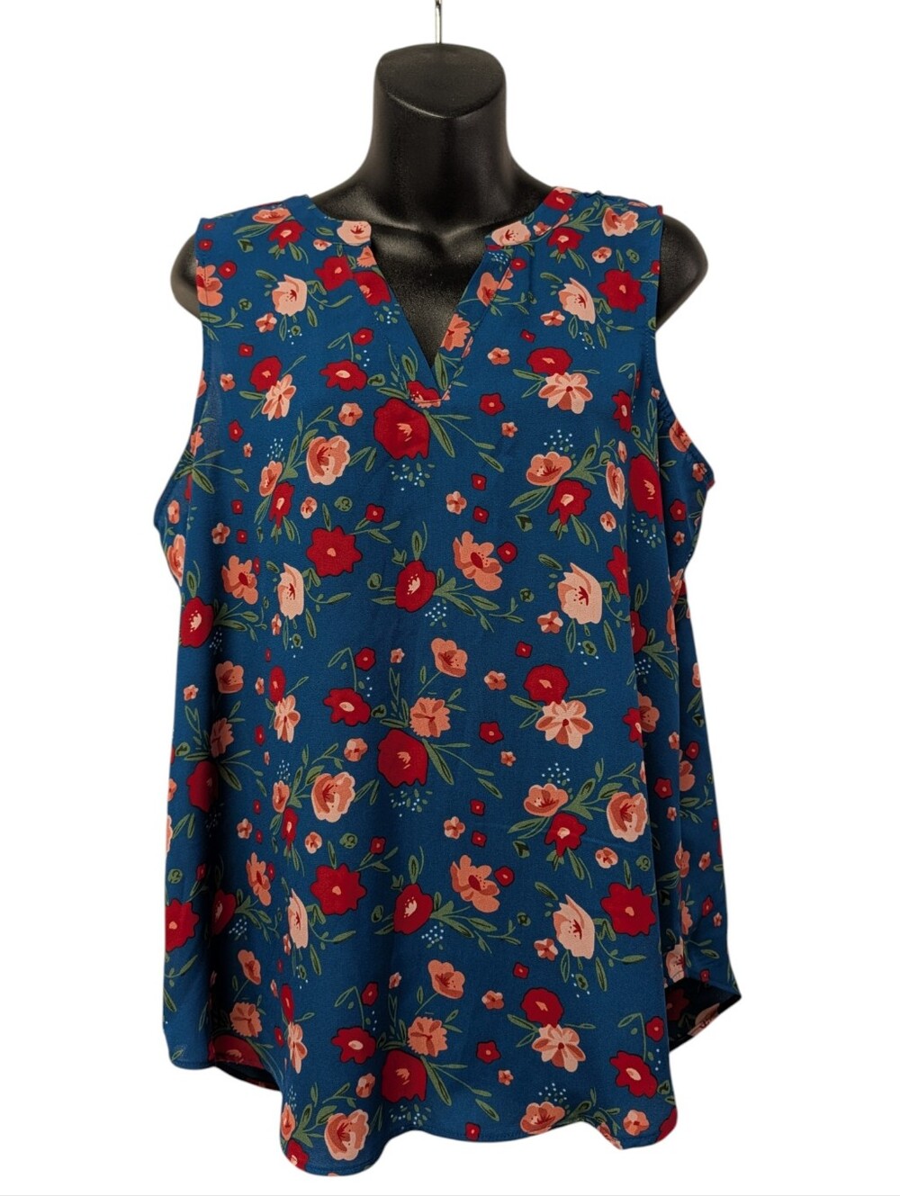 Maurices Size L Multicolor Floral Sleeveless V-Neck Blouse Top Poly NWT